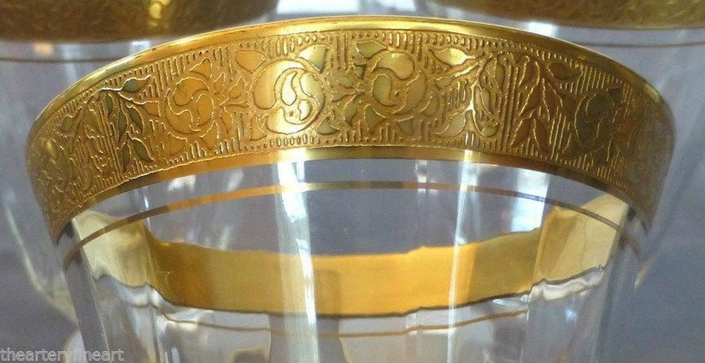 GLASTONBURY/LOTUS ‘Rambler Rose’ (#1125) 22K Gold Water Goblet 8″ 10oz. c. 1960s
