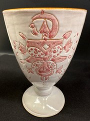 Set 4 – Moroccan Pottery Handmade Demnate Sale/Salet Incised Design Wine Goblets
