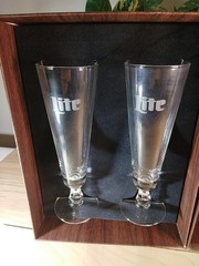 VTG Miller Lite Champagne Flute Glass 8.5 in Tall W/Collector Box Set Of 2 (4)