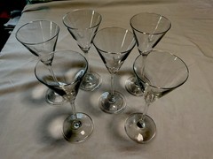 GREY GOOSE MARTINI GLASSES STEMS 7-1/2” ETCHED GOOSE LOGO TEX & PLAIN BASE EX
