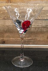 Pier 1 Imports Optic Martini Cosmopolitan Glass Red & Green Stripe