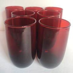 Vintage Anchor Hocking Royal Ruby Juice Glasses 8 Oz Round 4.25″ Set of 7