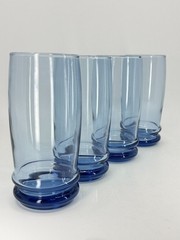 4 Vintage Anchor Hocking Saturn Blueberry Tumblers Drinking Glasses 1960s MCM VT