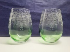 Set Of 2- Fifth Avenue Glasses with Box / Crystal Green Lace