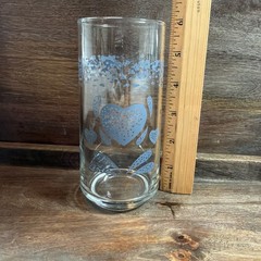Corelle Corning 80’s Country Blue Heart Drinking Tumbler / Glasses, Set of 7