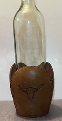 Vintage Western Longhorn Hand-Tooled Leather Bottle Holder