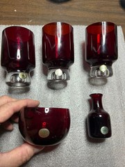 Reijmyre Sweden Ruby Red Glass Lot of 5 Original Labels Swedish MCM Art Glass