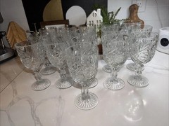 Lot Of 16 vintage Libbey Hobstar clear cut glass water or wine goblet