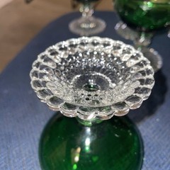 8 Vtg Anchor Hocking Forest Green Bubble Footed Champagne/Sherbet Cup-Stunning!