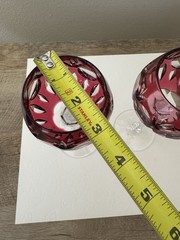 Nachtmann Bamberg Cranberry Cut To Clear Crystal Wine Glasses 8” Set Of 2