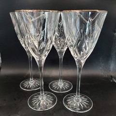 Cristal d’Arques Cassandra Gold Wine Glasses 24% Lead Crystal France Set of 4
