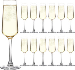 7.5 Oz Champagne Flutes Set of 12, Long Stemmed Crystal Clear Champagne Flute Gl
