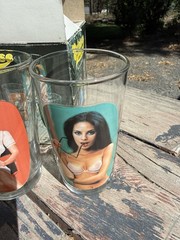Vtg 1977 Striptease High Ball Glass Spencer Gifts Set Of 3 Bar Decor Risqué