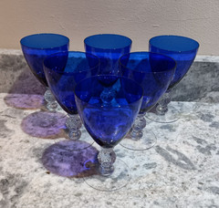 6 Morgantown 1930s Golf Ball Ritz Blue goblets