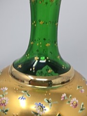 Antique Bohemian Moser Style Green Enameled Tumble Up Set, 19th Century