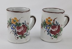 Set of 2 Hand-Painted Folk Art Espresso Cups – Small Ceramic, Floral Design