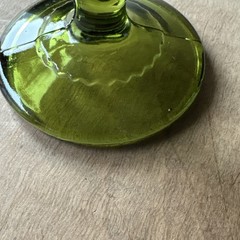 INDIANA GLASS Kings Crown Thumbprint 4 1/4″ T Cordial Glass VTG Avocado Green