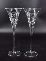 Marquis by Waterford YOURS TRULY Etched Crystal (2)Champagne Flutes w/Box 11.25″