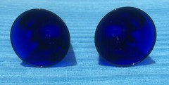 2 Colbalt Blue Glass Tumblers 4” EUC
