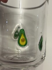 Anthropologie Avocado Pattern Tumbler Glass Clear With White Rim