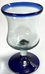 Hand Blown Blue Rimmed Cocktail Glasses 5″ with a 5oz Capacity