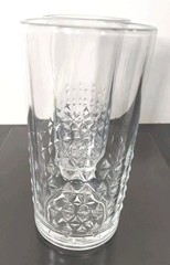 Highball Glass Tumblers, Set of 2, Triangle Cut w Star Bottom, Heavy, MCM, VTG
