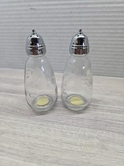 Princess House Heritage Crystal 471 Salt Pepper Shaker Etched Floral 4 1/4 in