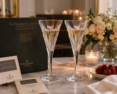 Waterford Crystal Millennium Love/Hearts Champagne Toasting Flutes Pair Rare