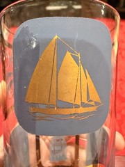 Vintage MCM Nautical Highball Glass Set Of 2 22k Gold Decoration Ex Cond 5.5”