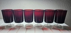 Vintage Luminarc Arcoroc Cavalier Ruby Red Wine Glasses Set 6 France