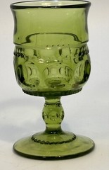 Indiana Glass Kings Crown Thumbprint Green Cordial. 3.5 inch set of 4