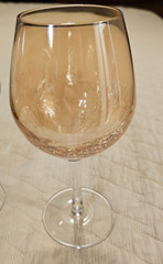 (3) Pier 1 Crystal Crackle 8 3/4″ Balloon Wine Goblets Blue Green Orange Amber