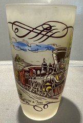 Vintage Currier and Ives Frosted drinking glasses 5 1/8″ tall