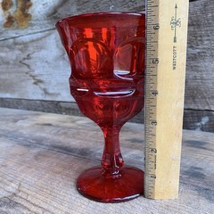 Fostoria Water Glass Goblet Argus Ruby Red Pattern 6.5”T Vtg Glassware
