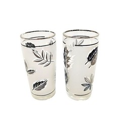 Libbey Silver Leaf Frosted Juice Glasses Set of 2 Each 4 Inch and 4 Ounces