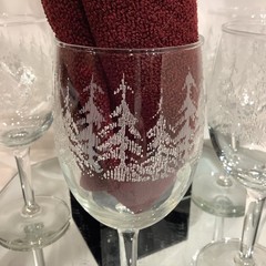 Vintage 7” Wine Glass Libbey Frosty Pines Textured – Set of 4