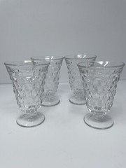 Fostoria American Clear Footed Water Tea Glasses Set of 4 8 oz 6 in Vintage USA