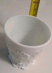 Antique PA EAPGS Challinor Scroll Rococo Floral Relief & Scroll Scalloped Cup 3″