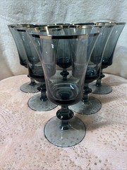 6 Gorham Prelude Dusky Blue Wine Glasses