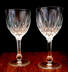 (D-123) 2 VTG French Cordial Glass, 4″ x 1 7/8 at the Rim, 6 sided stem