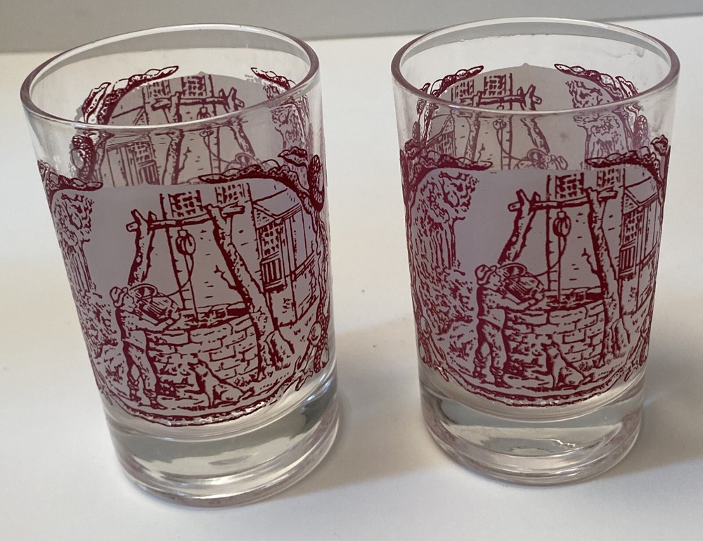 Two (2) Royal China Memory Lane Pink 4 oz. Glassware Juice Tumblers