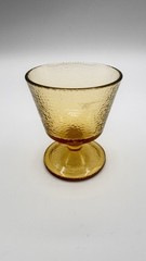 4 Vtg Hazel Atlas Pebblestone Amber Footed Glasses, Textured Dessert Glasses Cup