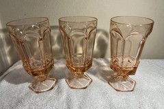 Fostoria Virginia Peach Iced Tea Glasses footed Set Of 3