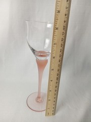 Vintage Pair of Mikasa Sea Mist Coral Pink Frosted Stem Wine Water Goblets Glass
