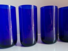 Set of 6 Vintage Libbey Metropolitan Cobalt Blue Coolers Tumblers 16 oz