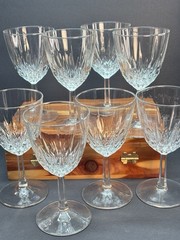 Set of 8 Diamant Cristal D’Arques Durand Crystal Wine Glass Stemware 6 3/4″ 8 oz