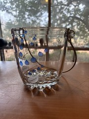 Giorgi Italy Ice Bucket And (5) Rocks Glasses Hand Painted Blue Flowers MCM