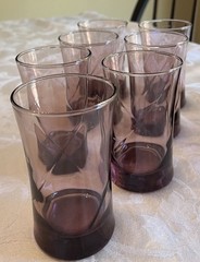 Vintage Amethyst Swirl Glasses Lot Of (12) Various Sizes See Description