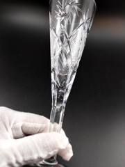 (5)~vtg~ABP Cut Champagne /Wine Flutes~7.75″~Pinwheels Crosscuts~Clean Cuts~XLNT