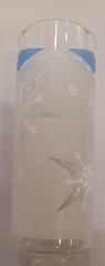 Vintage MCM Jeannette Glass Frosted White Snowflake with Blue diamond Tumbler